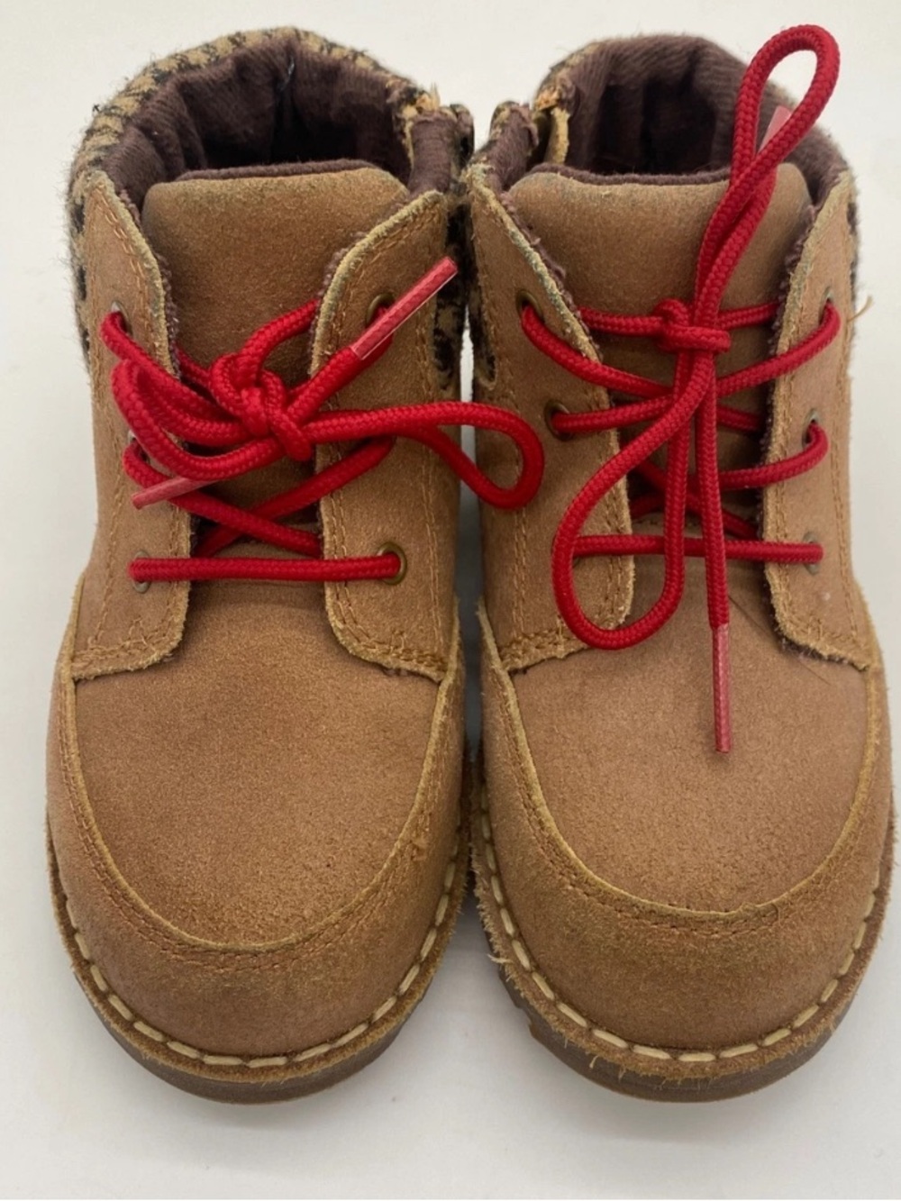 UGG Orin Toddler Brown Suede Boots with Red Laces
